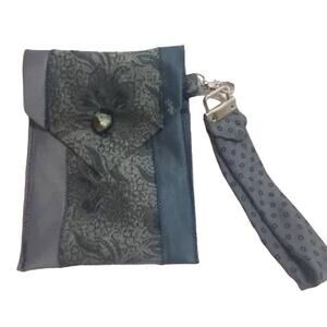 Handmade Upcycled Vintage Repurposed Neck Tie Wristlet Pouch Purse Eyeglass Case